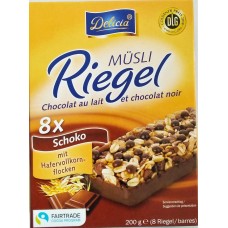 Злакові батончики Delicia шоколад 8шт. 200 гр.