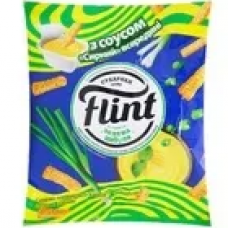 Сухарики Flint зі смаком Зелена цибуля 70г з  соусом "Сирний" 15г