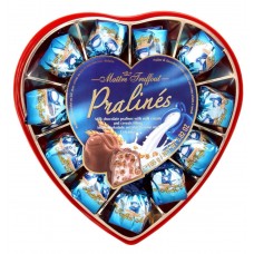 Цукерки Maitre Truffout Pralines Синє серце, мол.шок. з кремом та рисовими кульками, 140 г Цукерки Maitre Truffout Pralines Синє серце, мол.шок. з кремом та рисовими кульками, 140 г