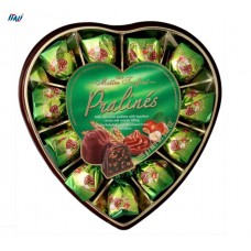 Цукерки Maitre Truffout Pralines Зелене серце,мол.шок з горіхами та рис.кульками, 165 г